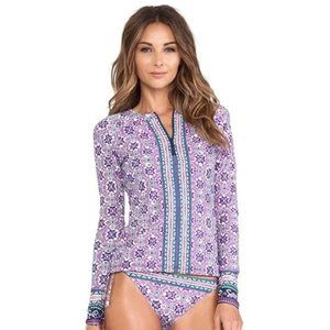Nanette Lepore rashguard purple pink geometric zip up long sleeves swim xs